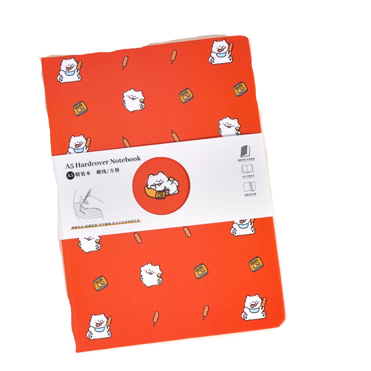 A5 Hard Cover Notebook 80S Bear Food Red