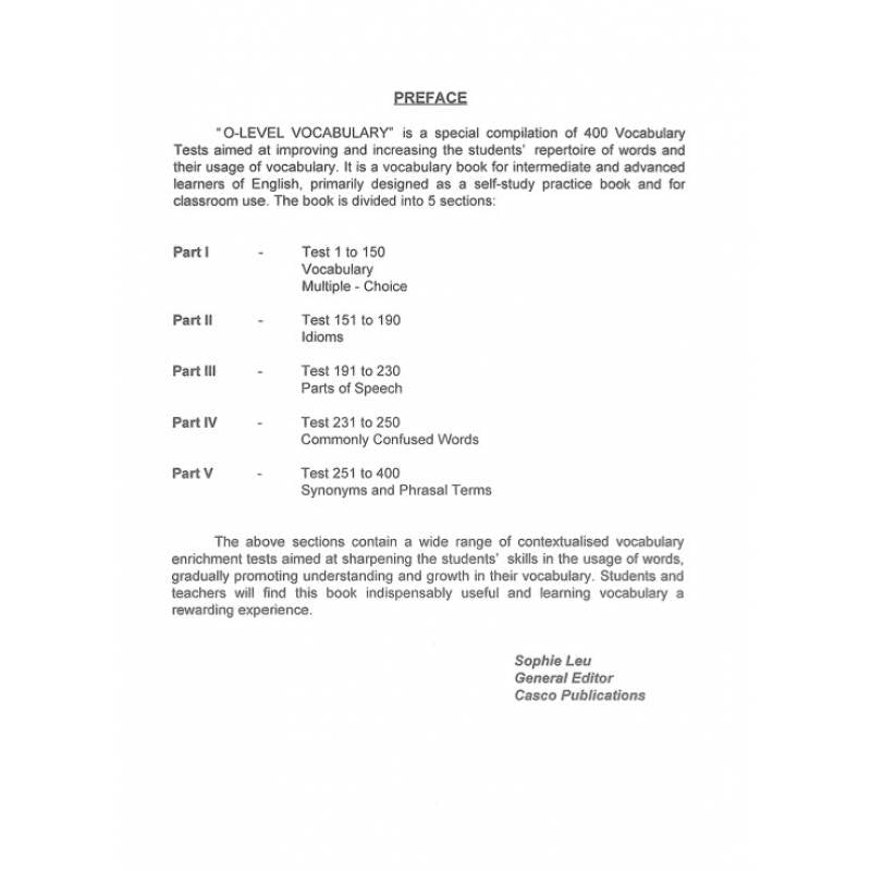 O-Level Vocabulary