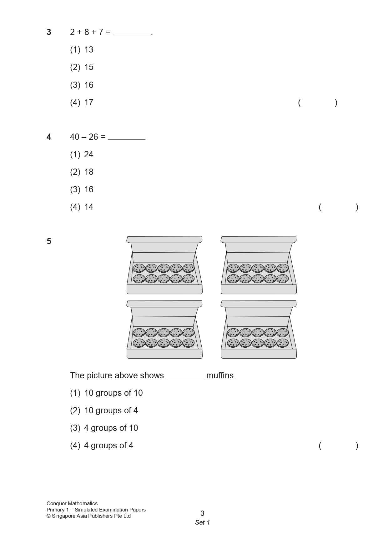 Conquer Mathematics Primary 1 Simulated Examination Papers