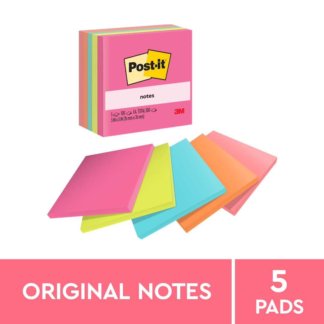 Post-it® 654-5an Capetown Premium Assorted Colours, 3x3"