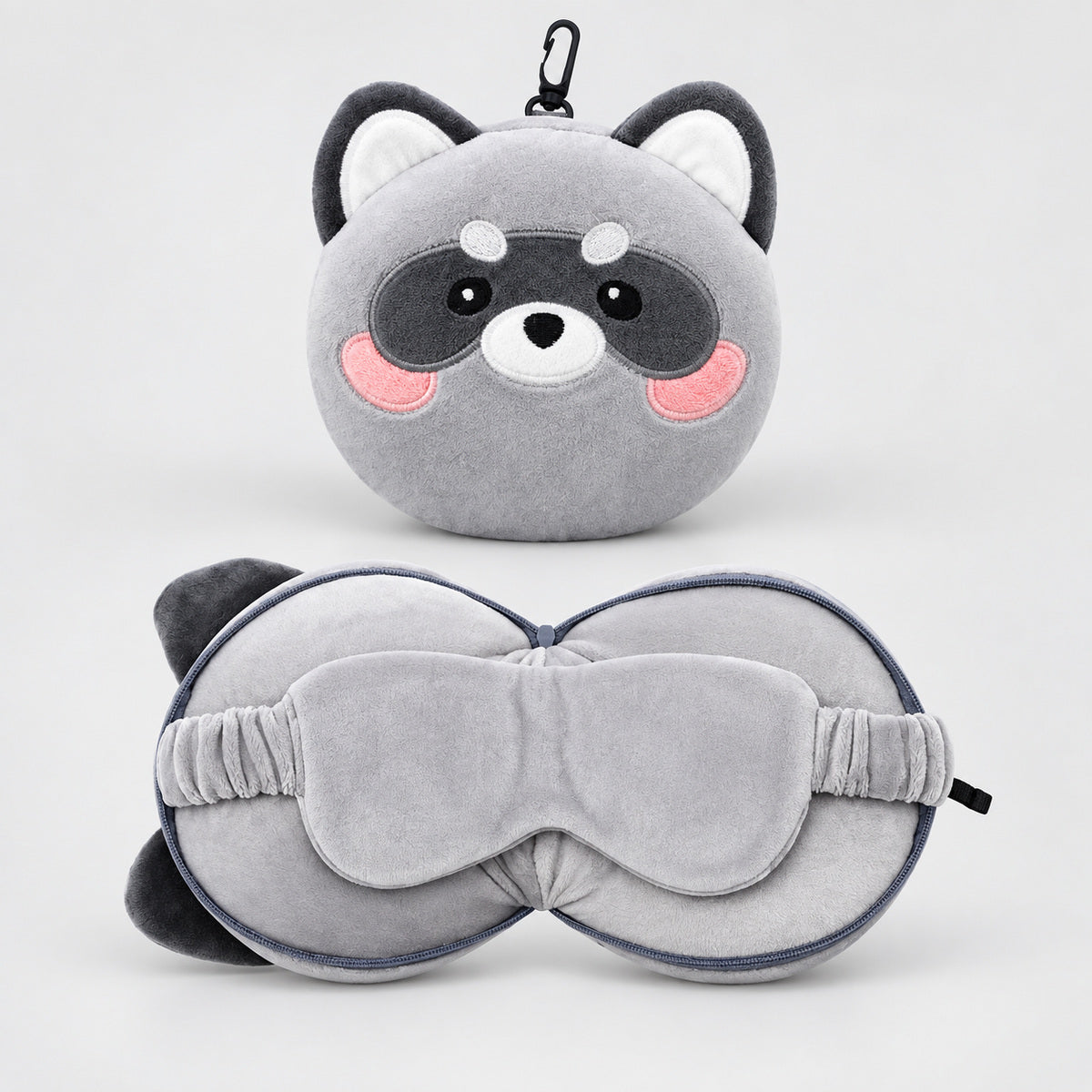  2 In 1 Plush Eye Mask And Head Rest Cushion - Raccoon 