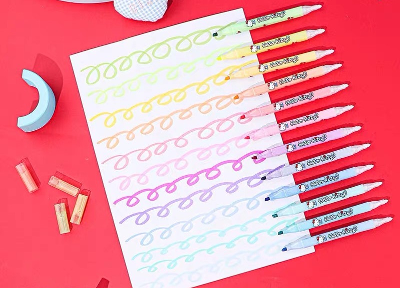  Hello Kitty Erasable Highlighter Pen 6 Colours Set - 2 Assorted Designs 