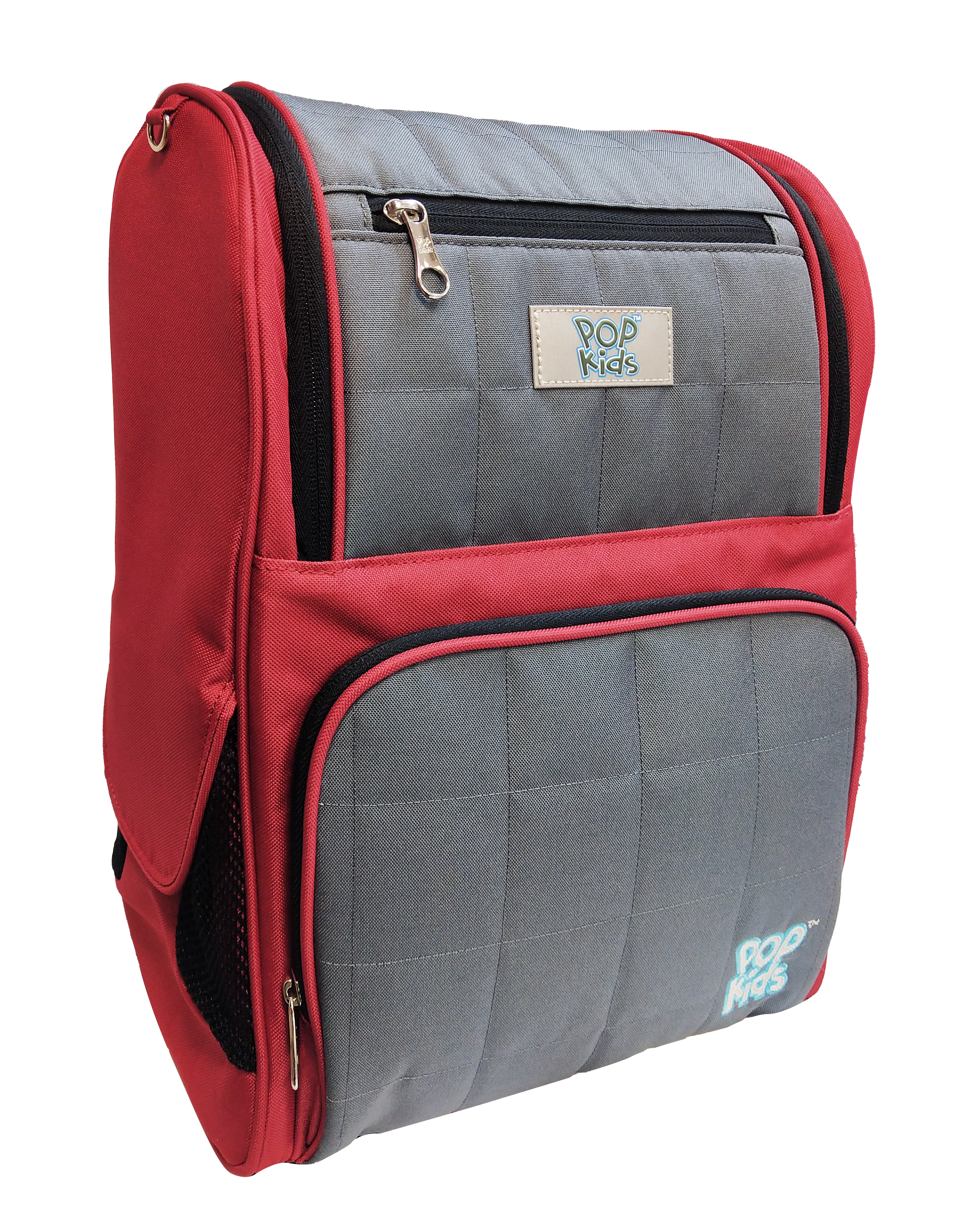 POP Kids Puffy School Bag - Burgundy/dark Grey