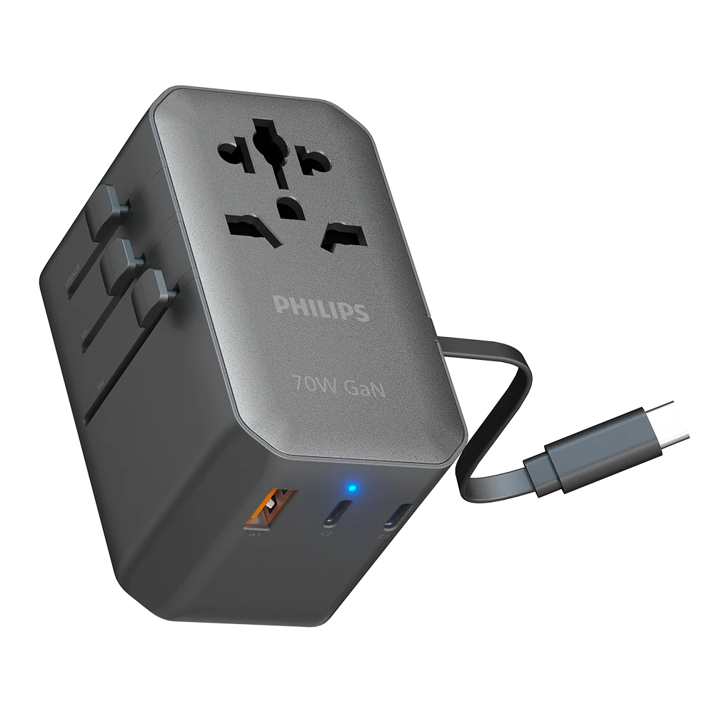 Philips CHP9004B/97 70W GaN Travel Charging Kit Retractable Cable