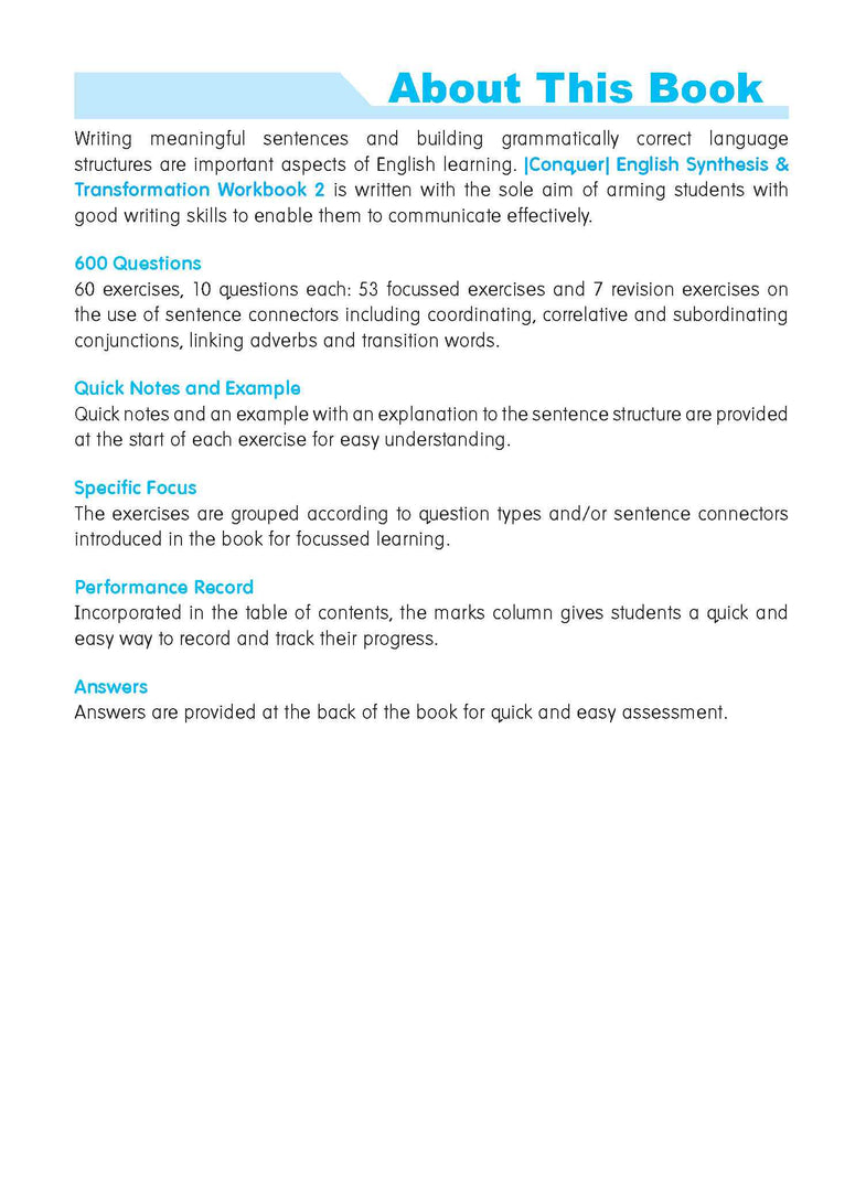 Primary 2 Conquer English Synthesis & Transformation Workbook 2 - 6th Edition