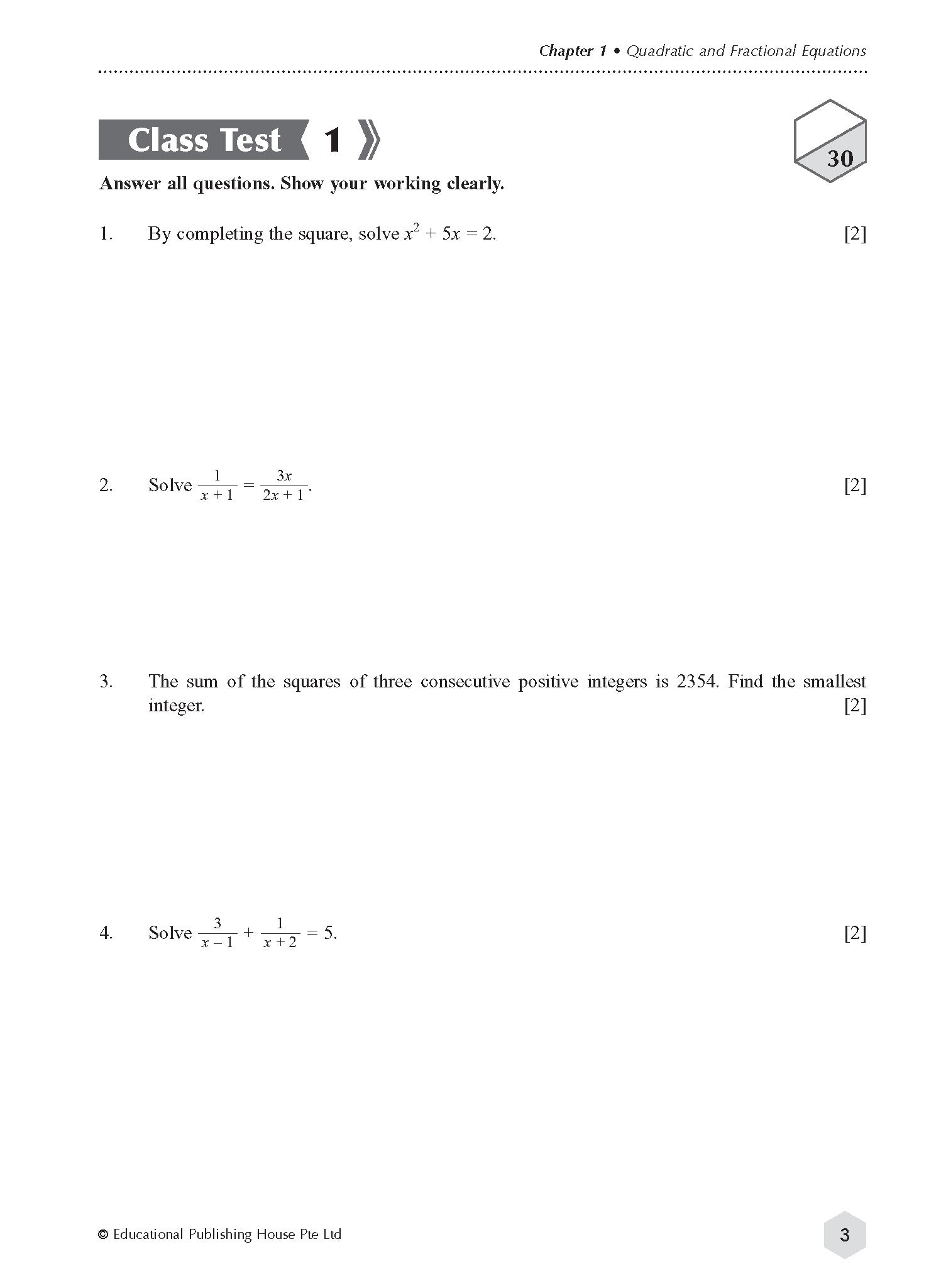 Secondary 3/4 (G3/Express) Mathematics Topical Tests