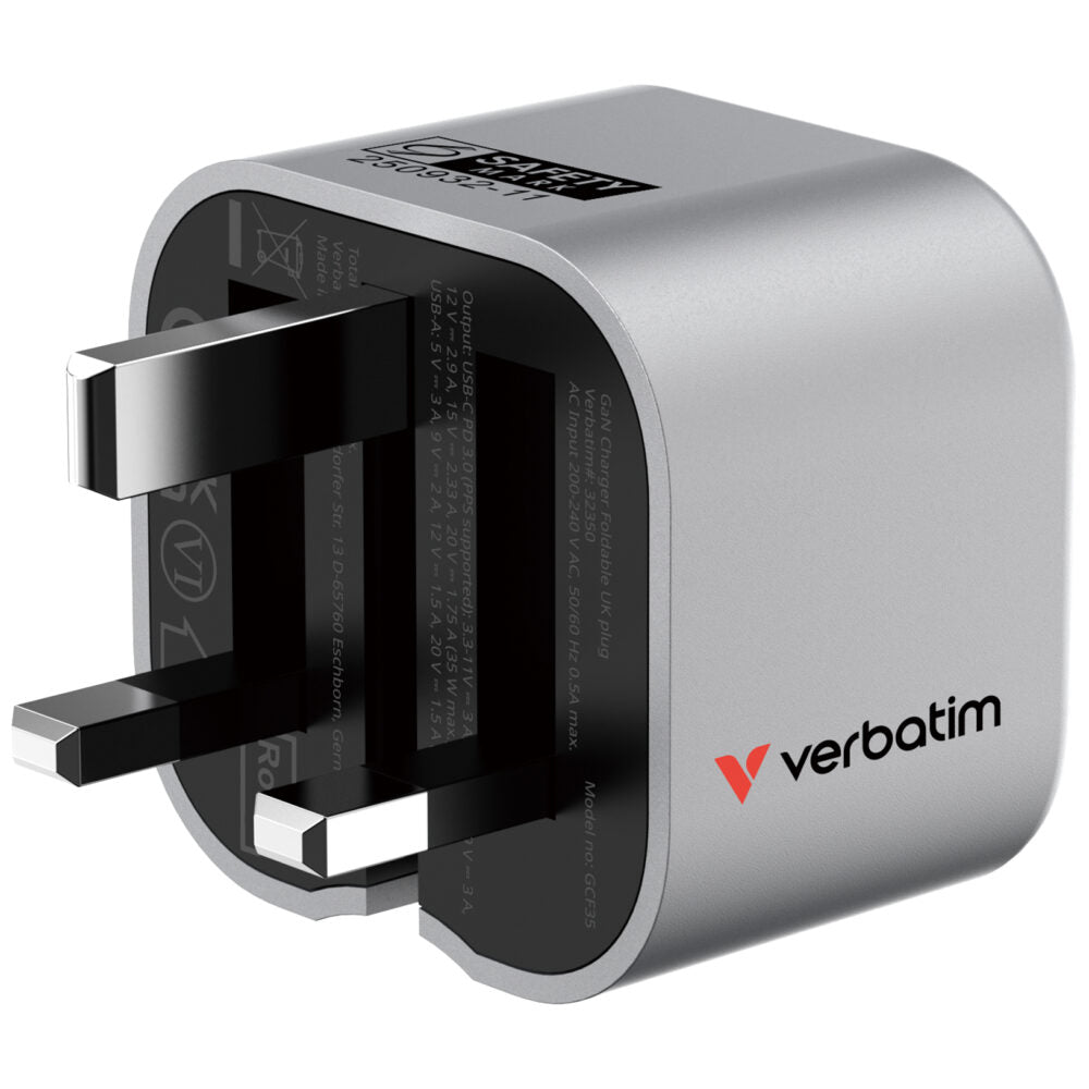 2-Port 35W GaN Charger Foldable UK Plug (GCF35)