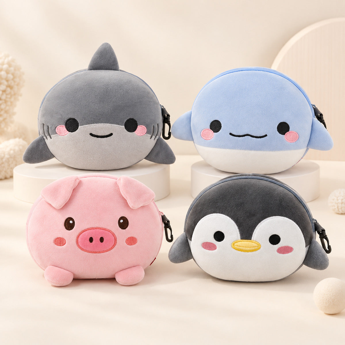  2 In 1 Plush Eye Mask And Head Rest Cushion - Grey Shark 