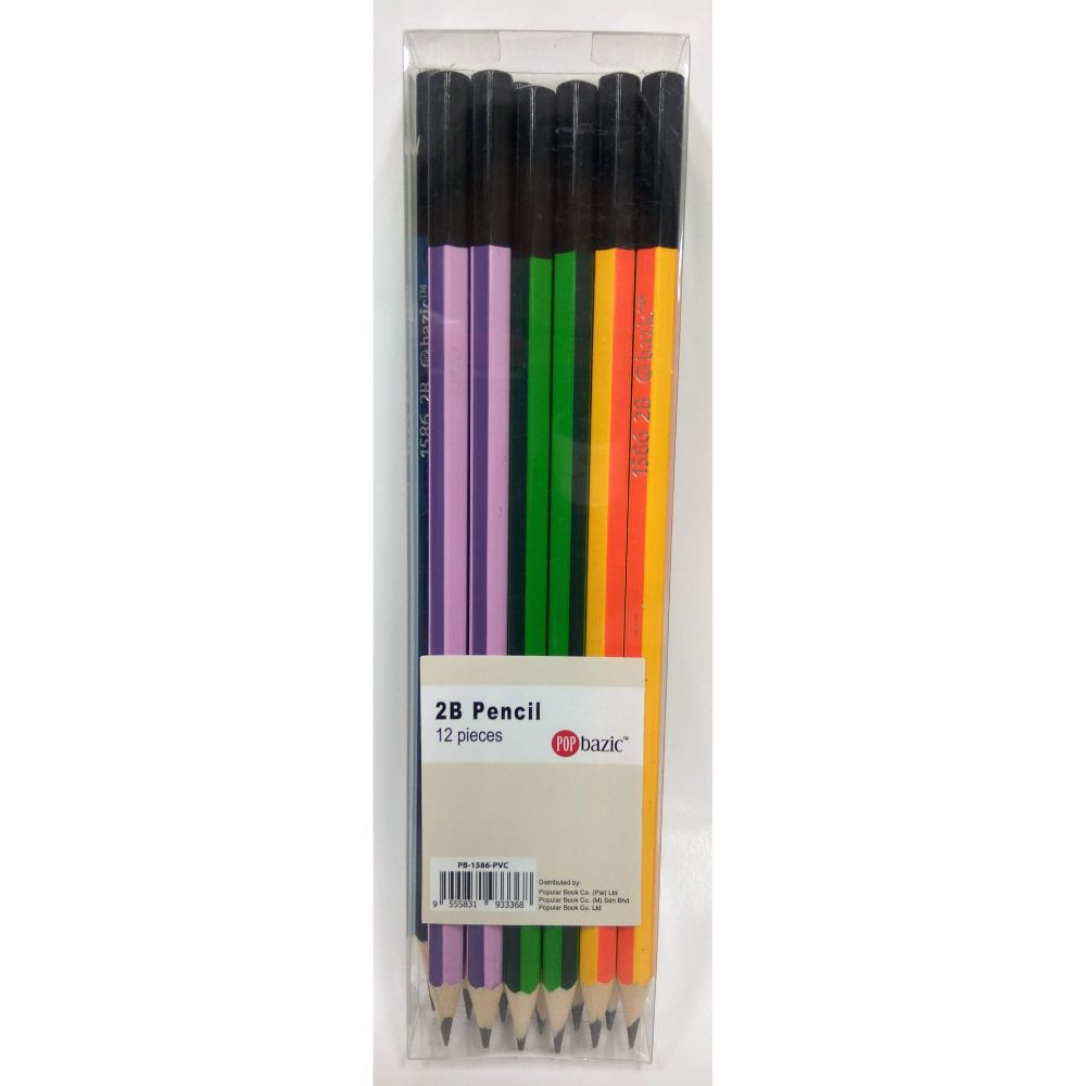 POP BAZIC 2b Pencil 12's (assorted Colour)