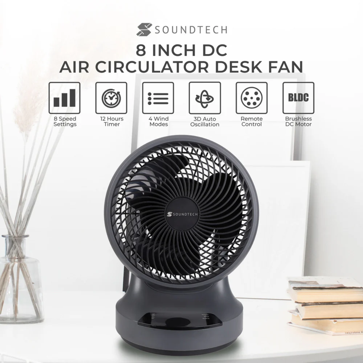 SoundTeoh 8-inch DC Motor Storm Air Circulator (Model ACF-4)