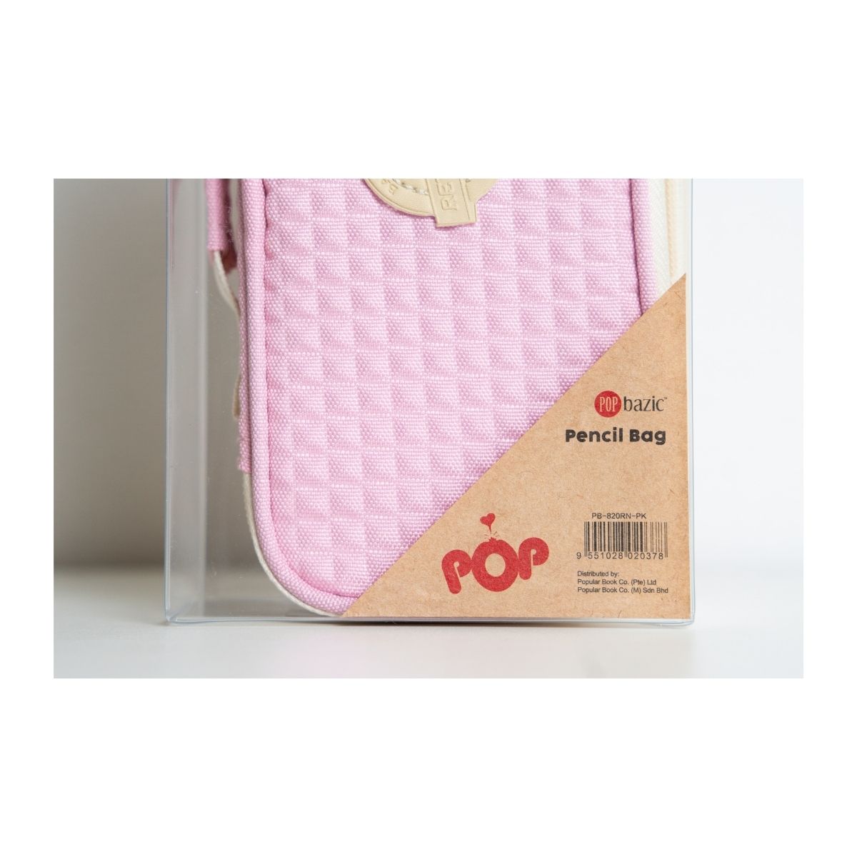 Pop Bazic Single Zip Pencil Bag (Pink) - PB-820RN-Pink