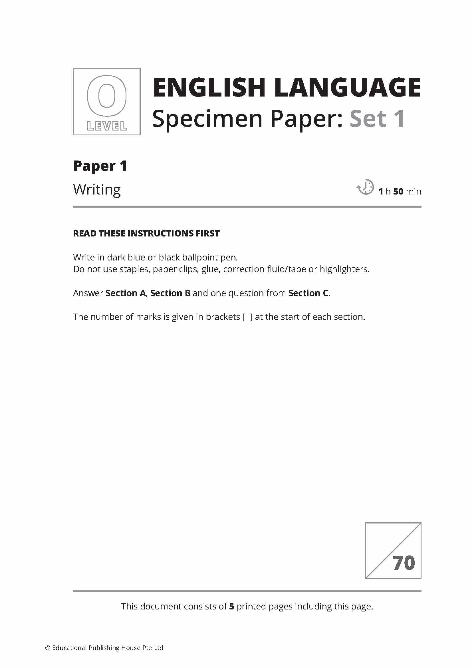 O-Level English Language Specimen Papers (2nd Edition)