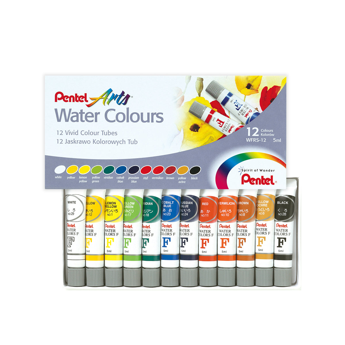 PENTEL Arts Water Colours - 12 Colours Tube