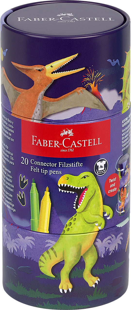 Faber-Castell Connector Pen Dinosaur, Set of 20-155546