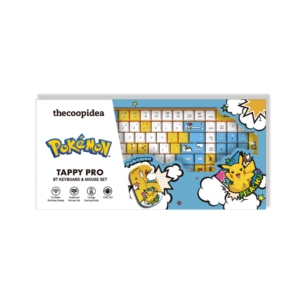 Thecoopidea Pokemon Tappy Pro Wireless Keyboard and Mouse Set (Pikachu)