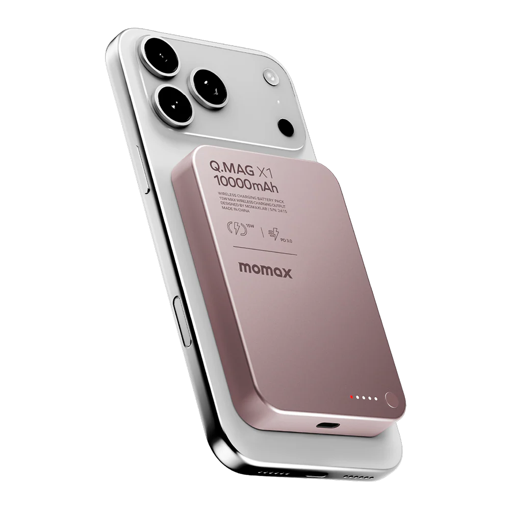 Momax IP117AP Q.MAG X1 10,000mAh Magnetic Wireless Battery Pack (Pink) 