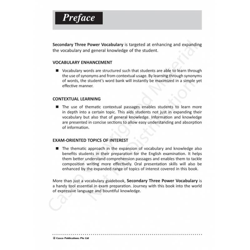 Secondary 3 Power Vocabulary