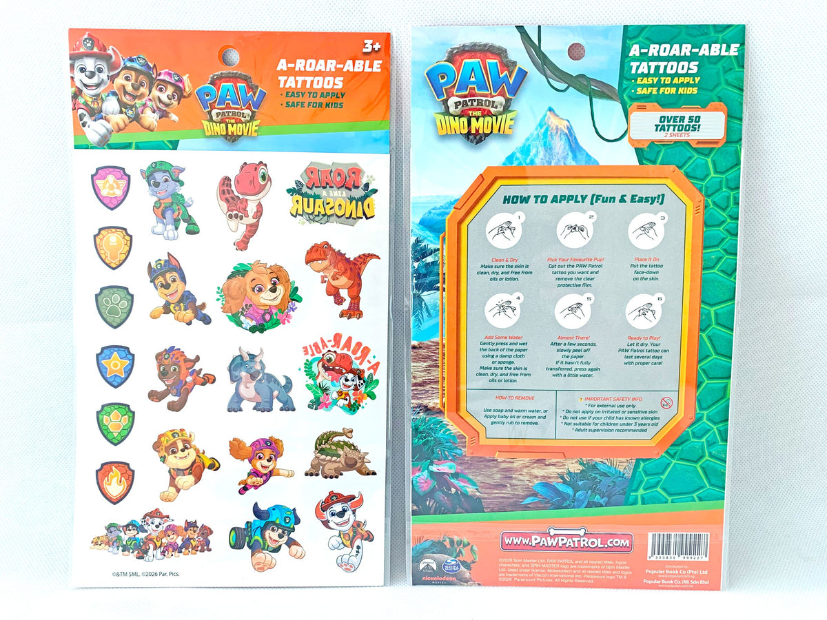 Paw Patrol Tattoo Sticker 2 Sheets Set, Dino PAWP-TTS-3