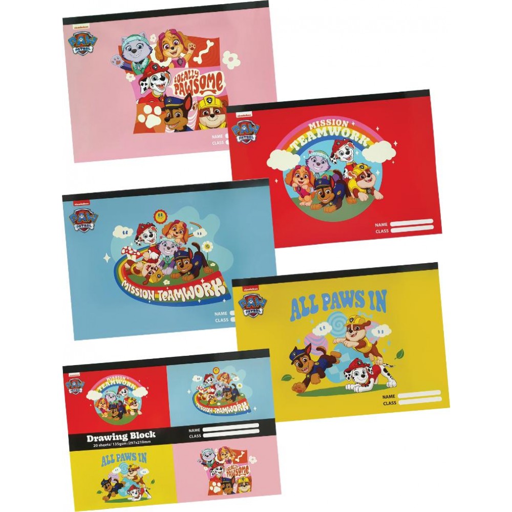 PAW PATROL Drawing Block A4 135gsm 5in1 PAWSOME FRIENDSHIPS GROW