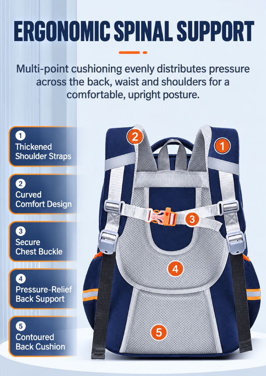  Ergonomic Primary School Backpack - 3 Assorted Colour 