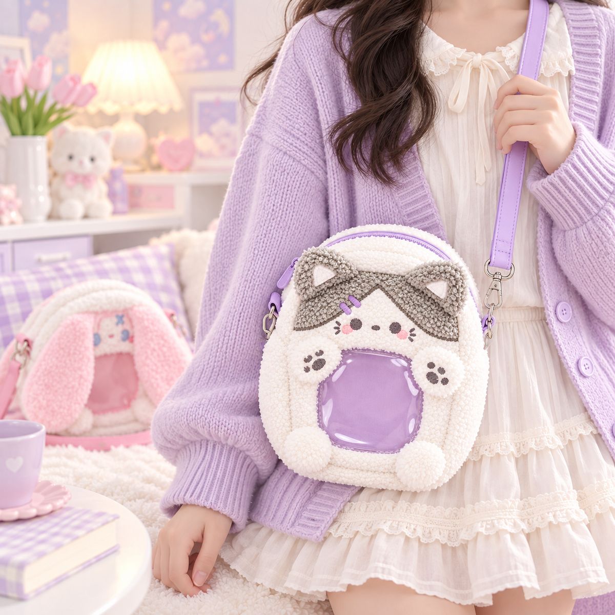  Plush Window Crossbody Bag - Cat 