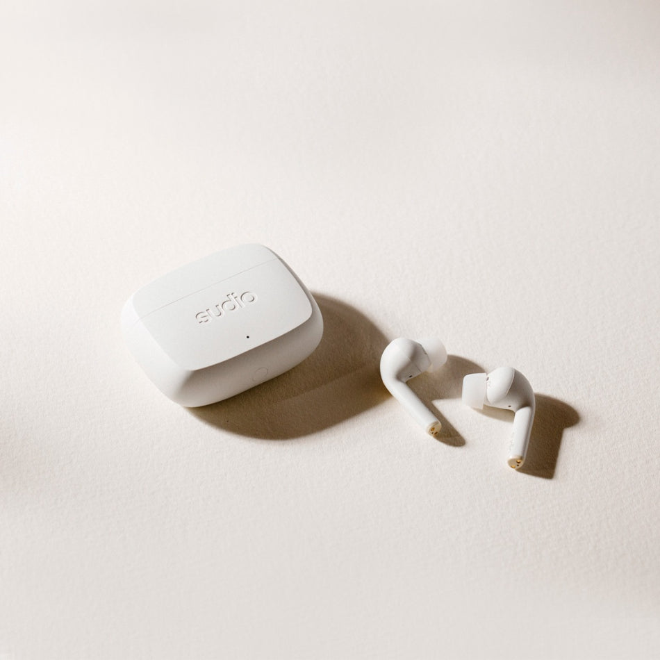 Sudio N2 Pro True Wireless Bluetooth in-Ear Earbuds with ANC - Multipoint Connection, IPX4 Water Resistant, USB-C and Wireless Charging, Microphone, 30h Play Time with Charging Case (White)