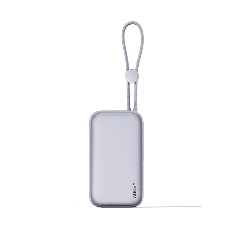 Aukey PB-Y47 Spark Sling 10000mAh Compact Fast Charging PB with Built-in USB-C Cable - White