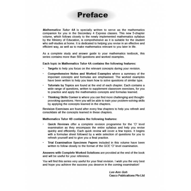 Secondary Mathematics Tutor 4A