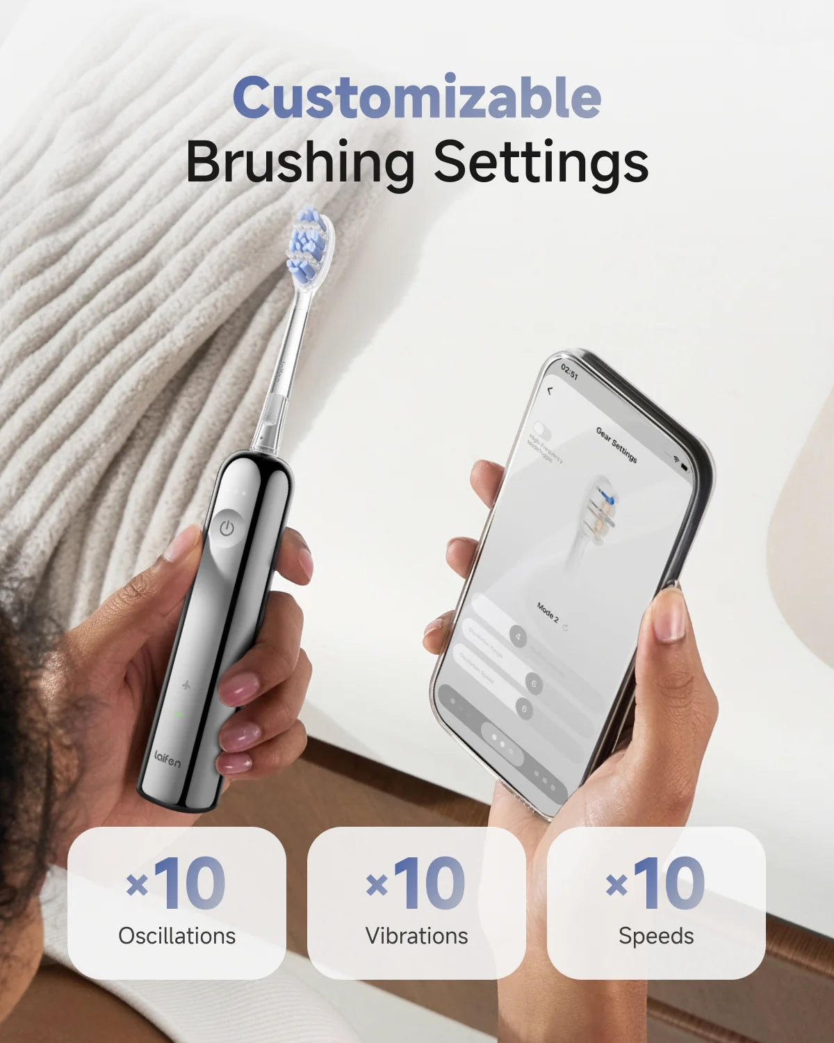 Laifen Wave Pro Stainless Steel Toothbrush