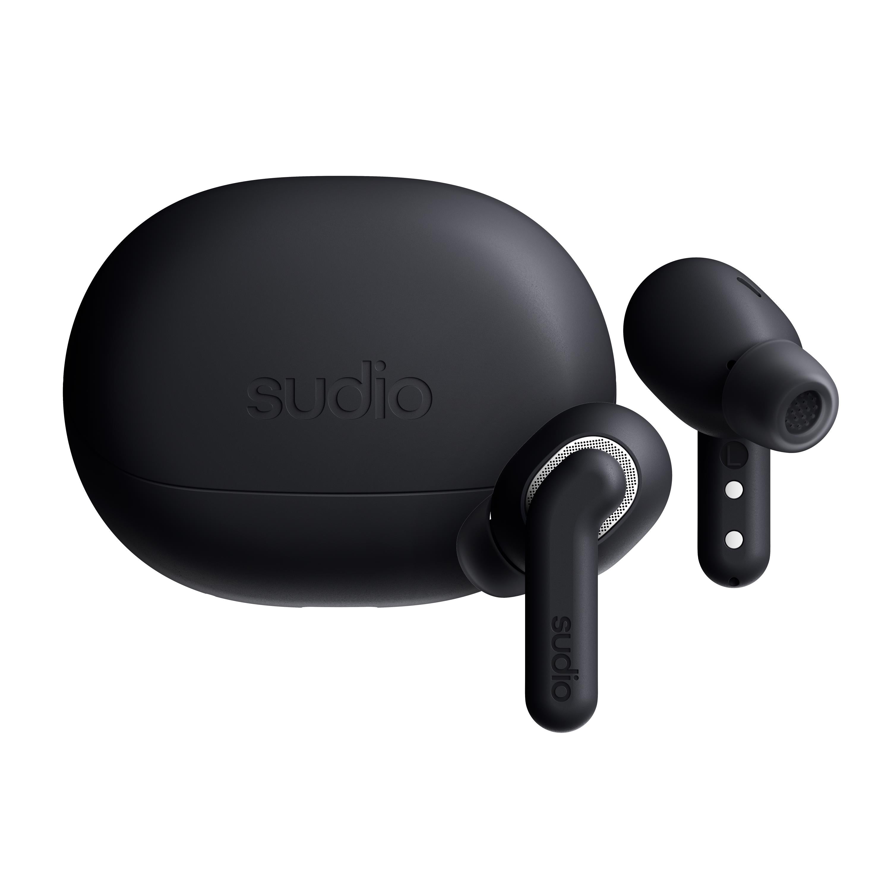 Sudio E4 Pro Wireless Earbuds with Hybrid Active Noise Cancellation - Black