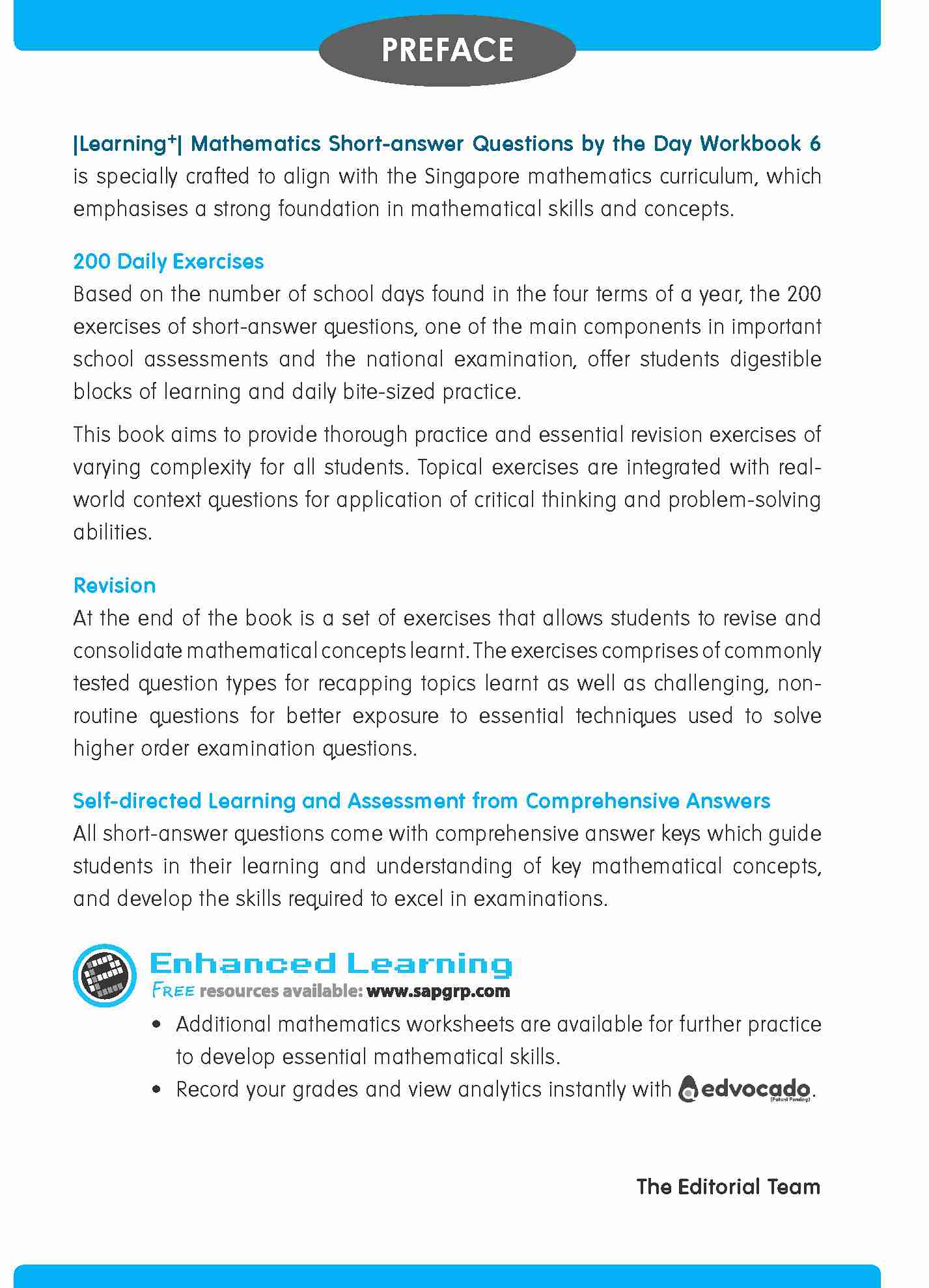 Primary 6 LEARNING+ MATHEMATICS Short-Answer Questions By The DAY Workbook 6