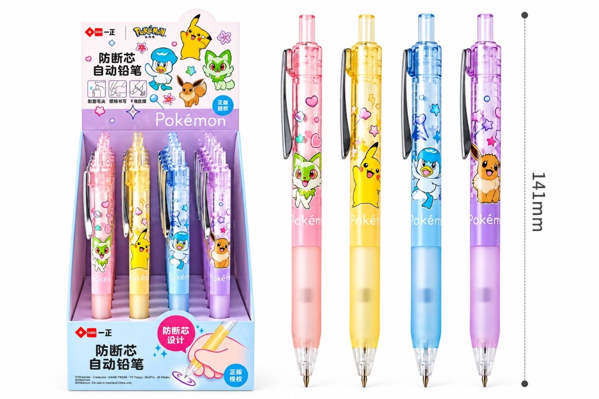  Pokémon 0.5mm Mechanical Pencil - 4 Assorted Designs 