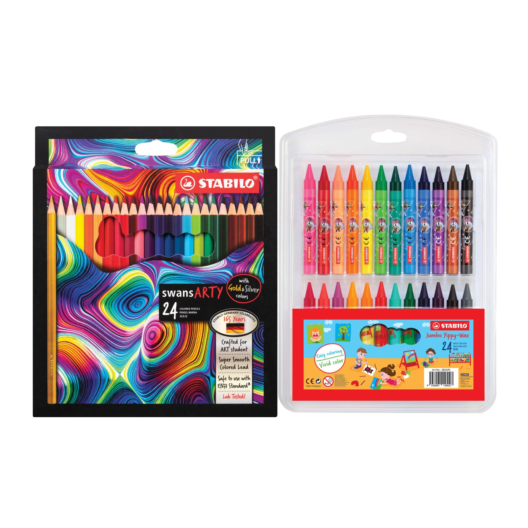 Stabilo 24 Arty Col Pcl & Wax Crayon Set