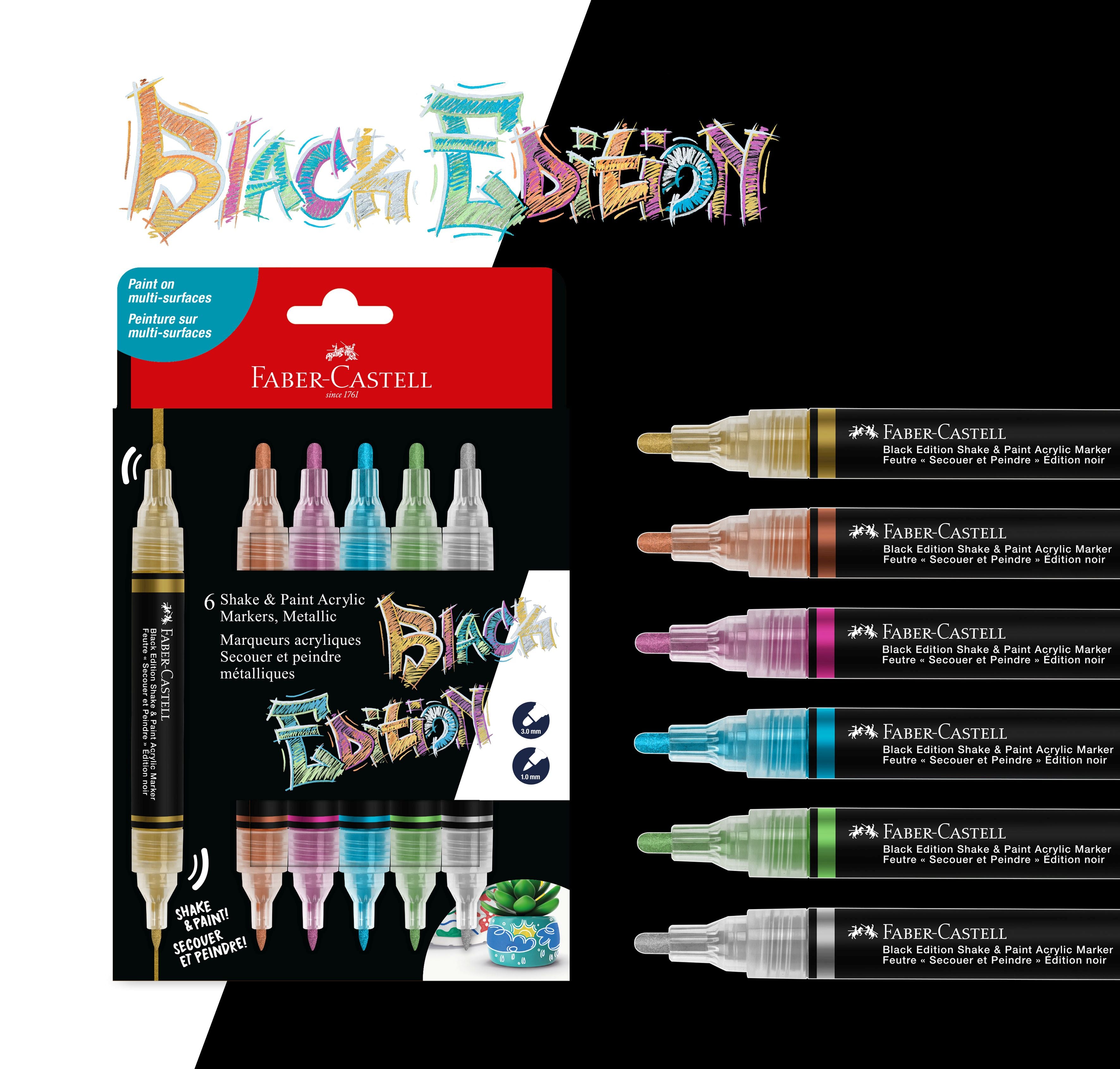 Faber-Castell Shake & Paint Acrylic Marker Metallic, Set of 6-AG285517