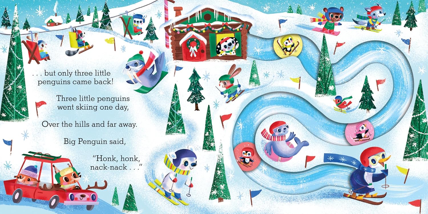 Five Little Penguins: A Festive Nursery Rhyme Counting Book for Toddlers (Slide and Count, 5)