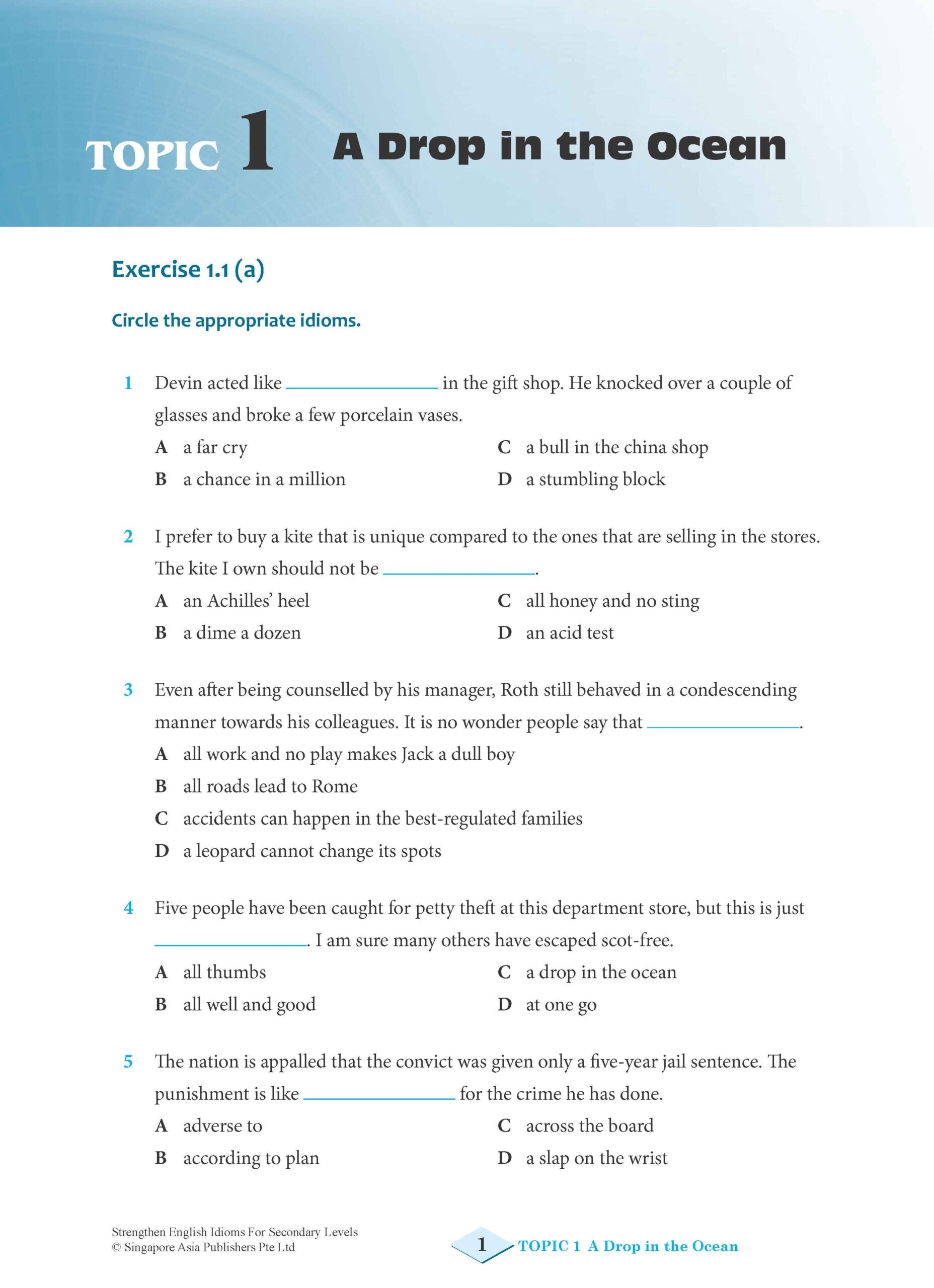 Secondary Levels Strengthen English IDIOMS - 6th Edition