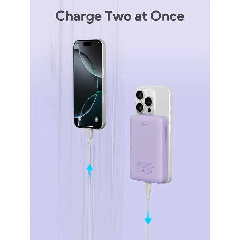 Aukey PB-MS04 10000mAh 20W Magsafe Ultra Slim Powerbank - Purple