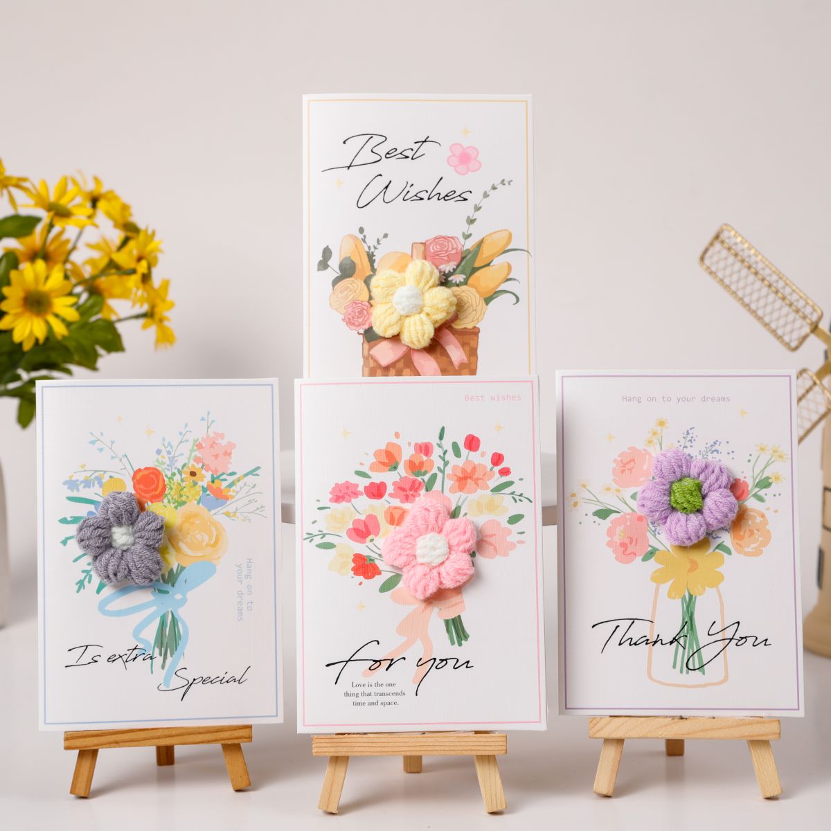 Greeting Card Wool Flower NJ-022-323