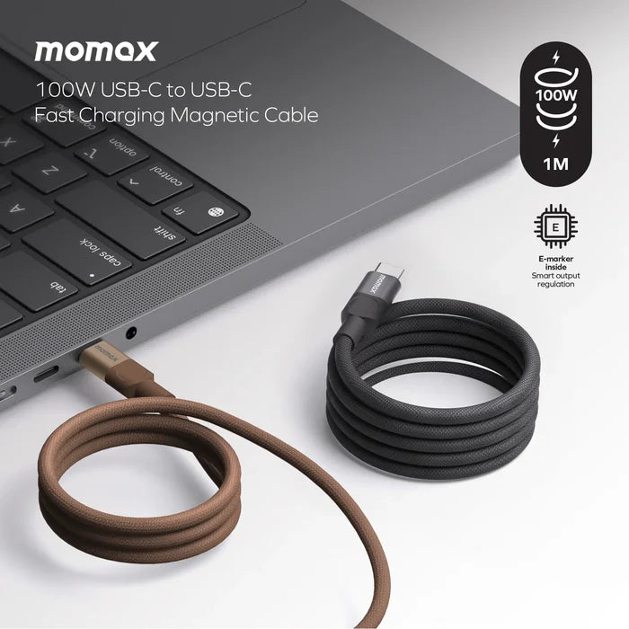 Momax DC52L2 USB-C to USB-C Magnetic Cable 100W (1M) - Sandstone