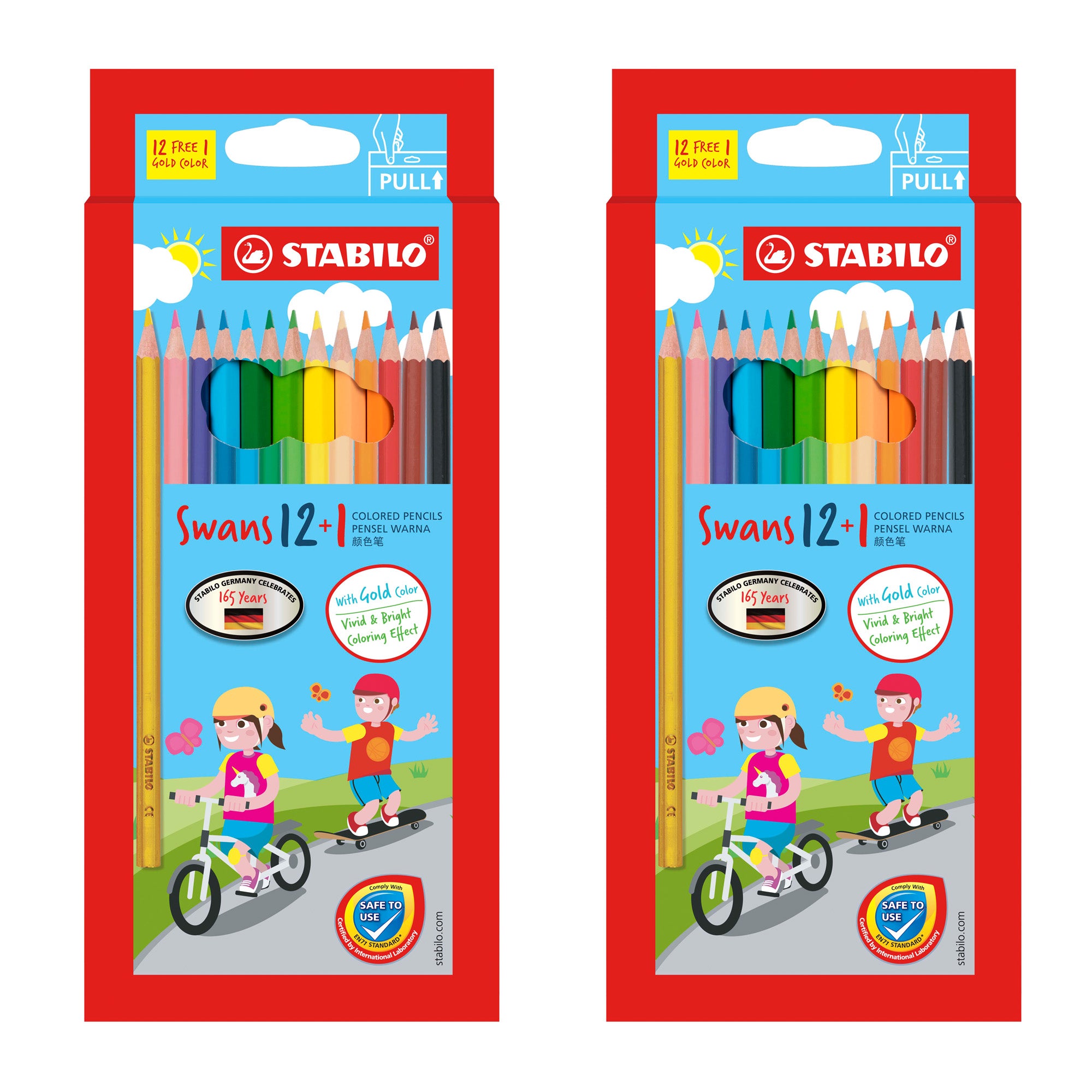 SWANS COLOUR PENCIL 12+1 COL TWIN PACK
