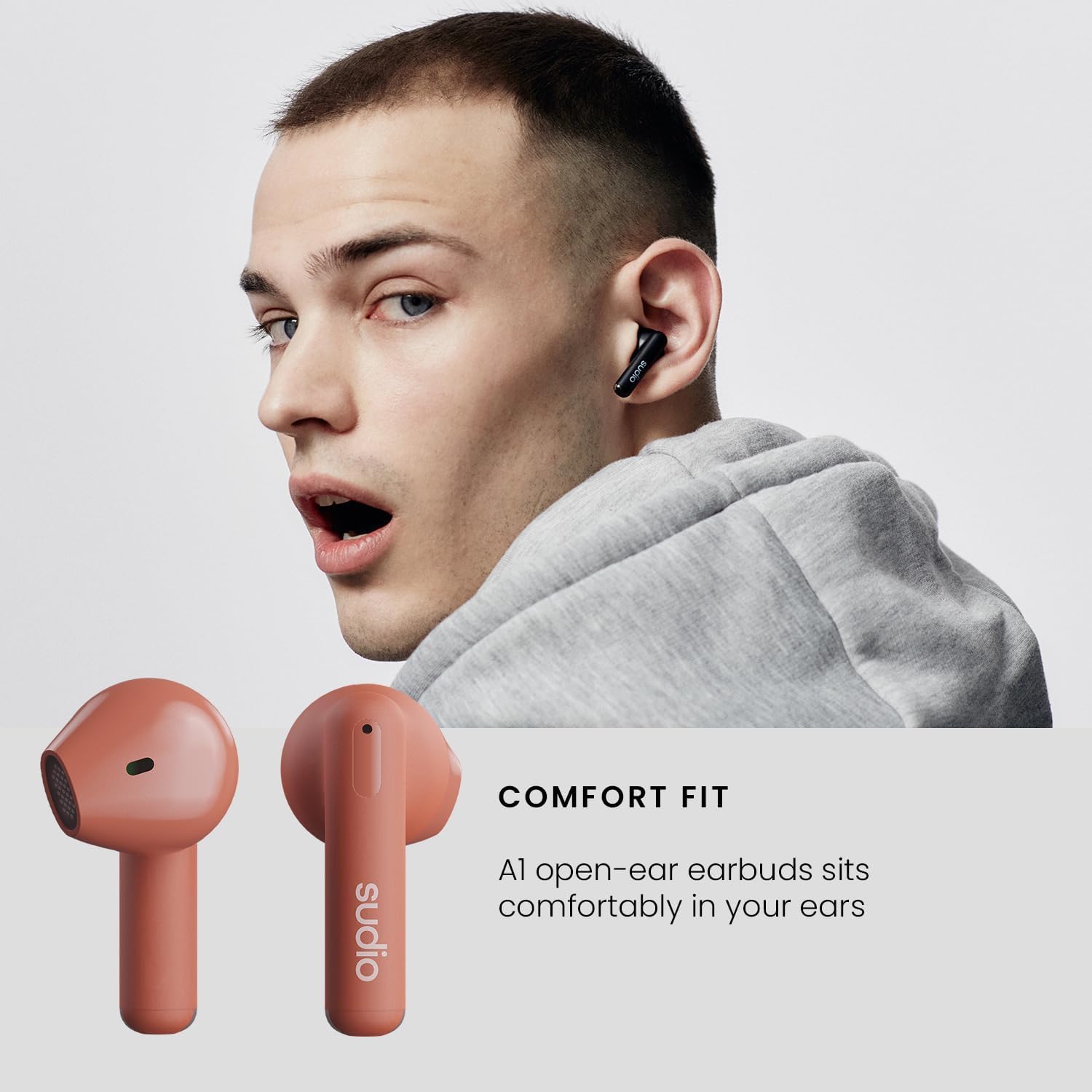 Sudio A1 True Wireless Earbuds Bluetooth 5.3 Headphones Touch Control With Wireless Charging Case Compact Ipx4 Waterproof Open-ear Built-in Mic Headset Premium Crystal Sound