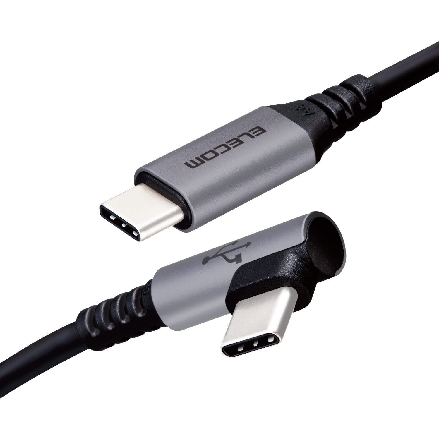 Elecom MPA-CCL12NBK USB Type-C Cable, Tablet Compatible (USB PD Compatible), C to C L-Shaped Connector, Antibacterial, Antiviral, 4.9 ft (1.2 m), Black