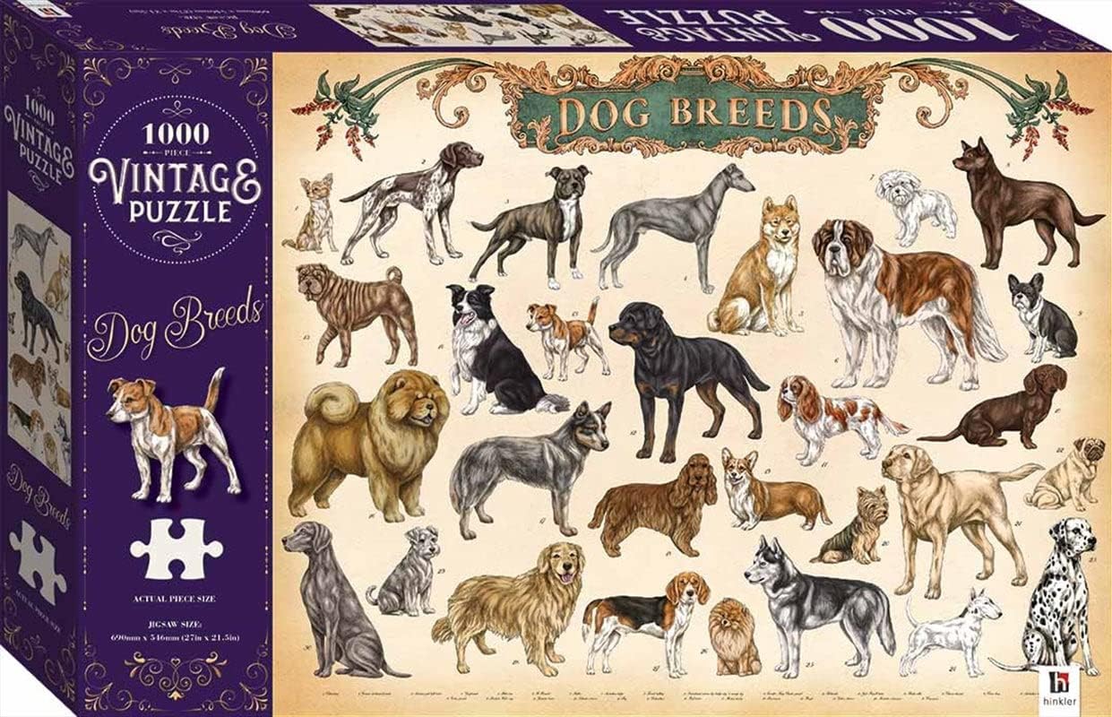 HINKLER 1000 PIECE VINTAGE PUZZLE: DOG BREEDS