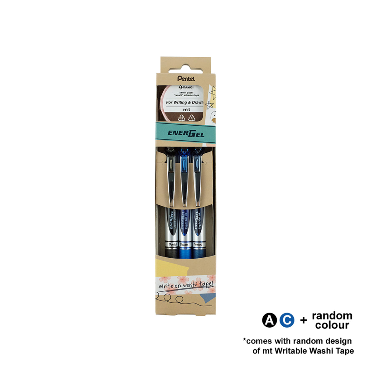 PENTEL Energel Washi Tape Set 0.7Mm Bl77
