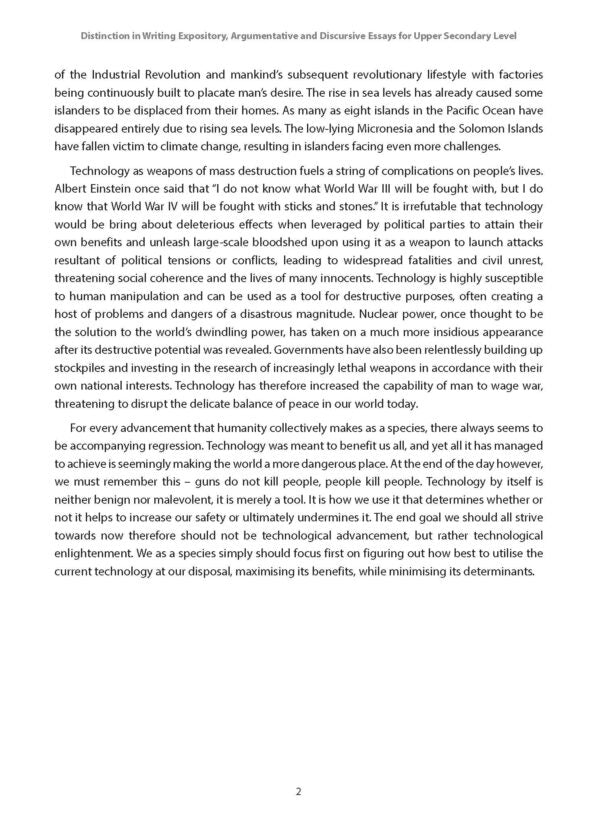 Distinction in Writing Expository, Argumentative and Discursive Essays For Upper Secondary Levels