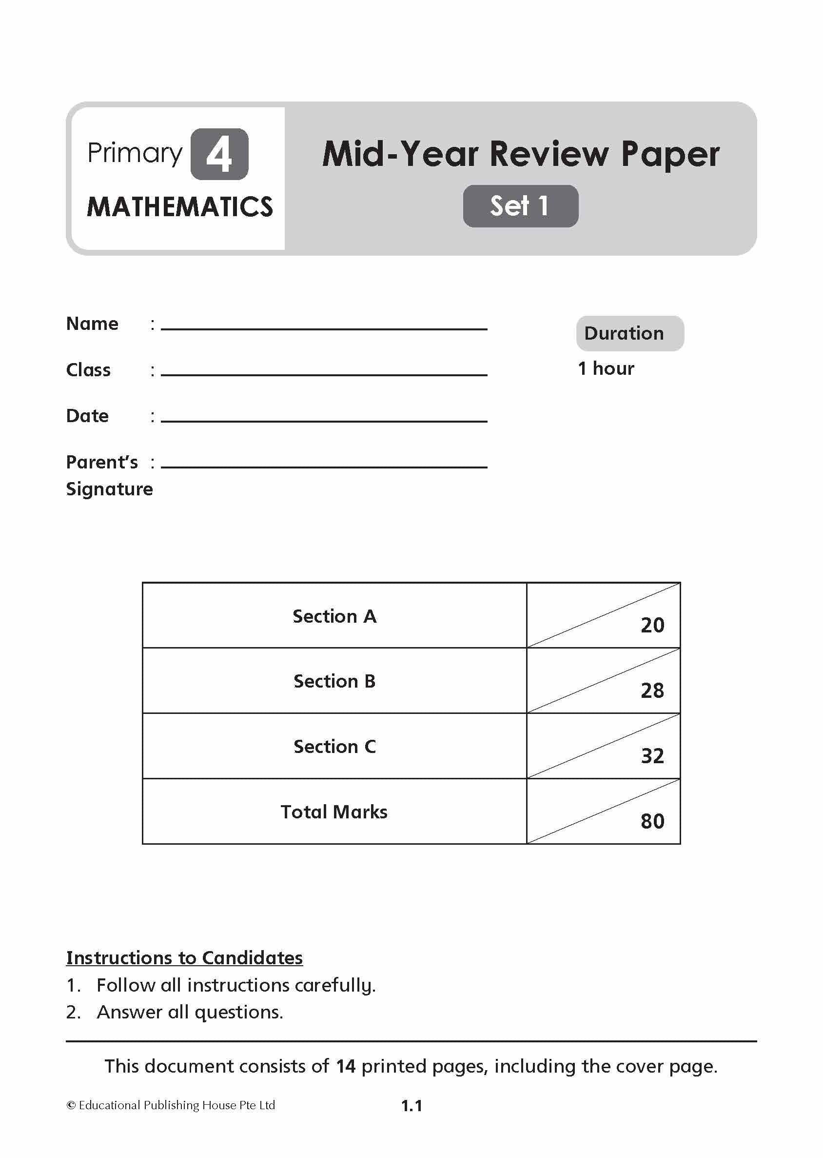 Primary 4 Maths Mid-Year Review Papers