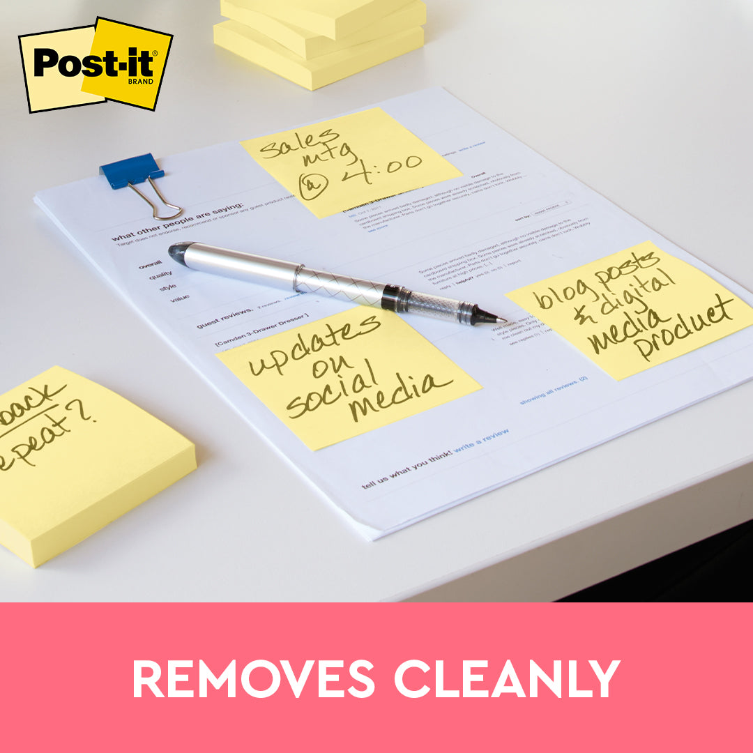 Post-it® 654-hb Canary Yellow Notes 3x3", 100sheets