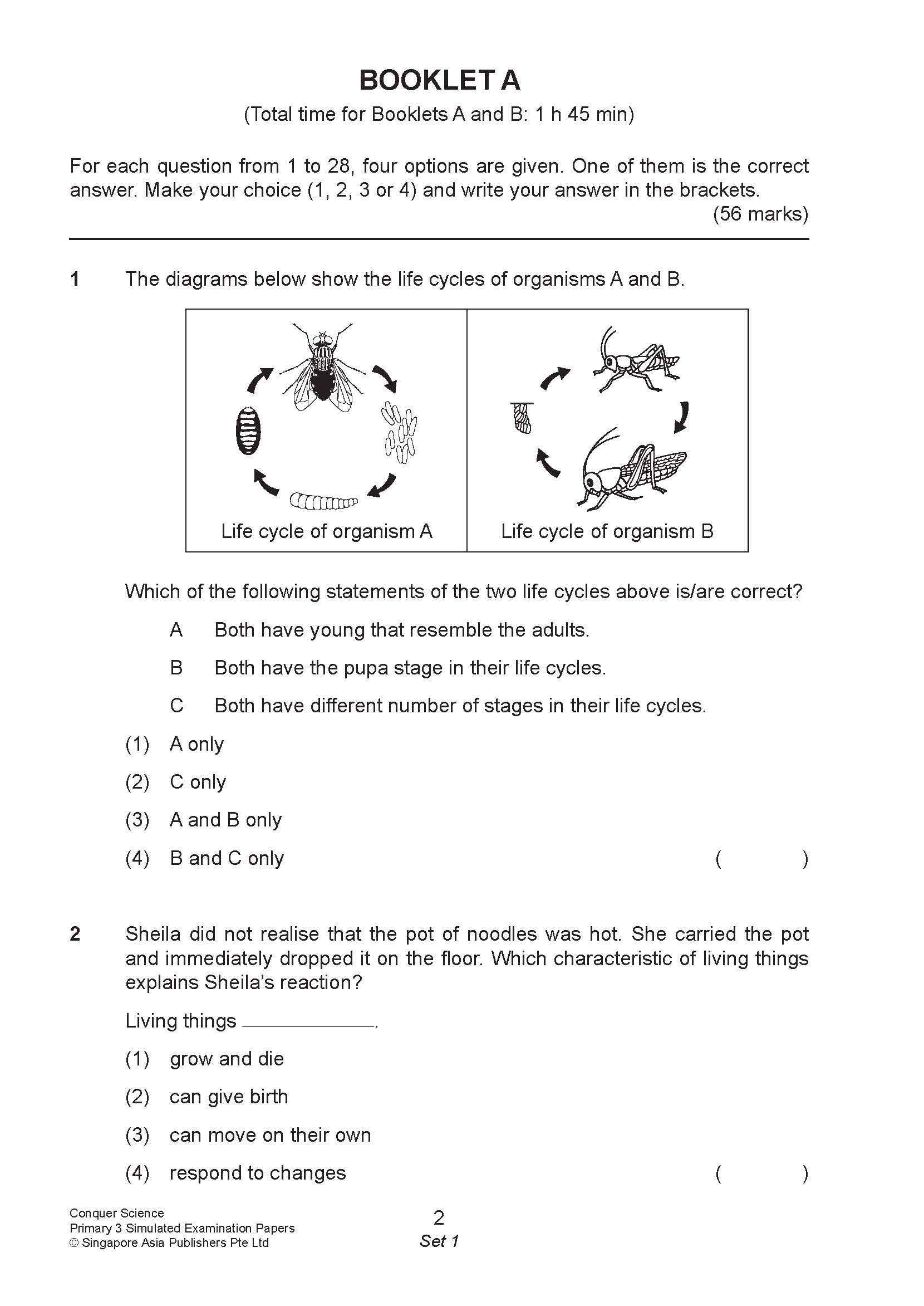 Conquer Science Primary 3 – Simulated Examination Papers
