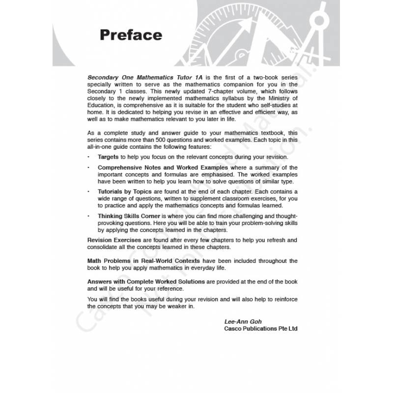 Secondary Mathematics Tutor 1A - Revised Edition 2020