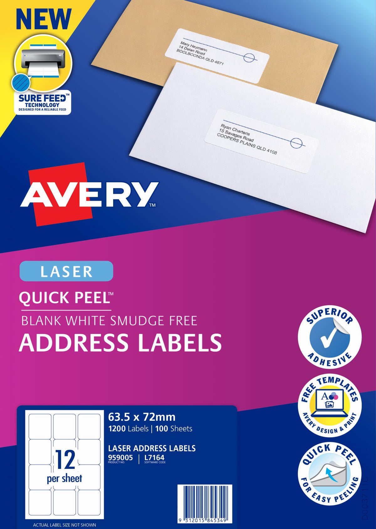 Avery Laser Label 12-sht A4 L7164-10